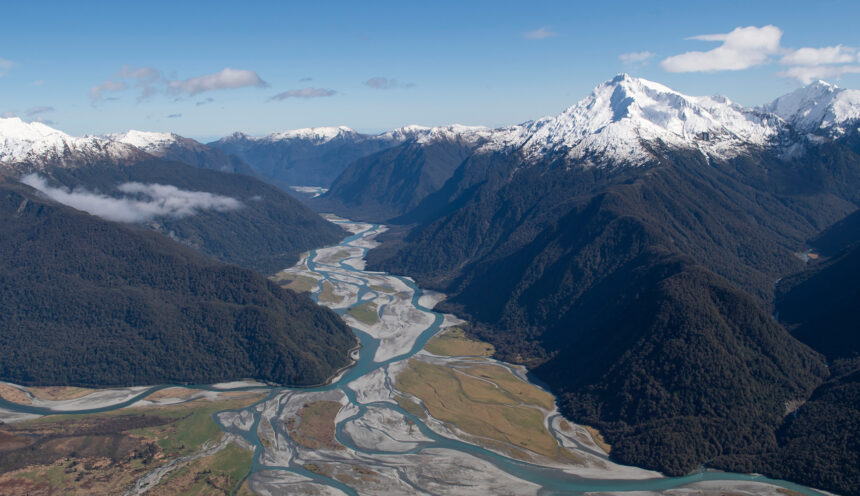 Braided rivers in southern alps
